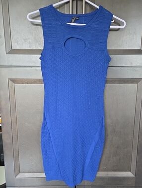 Colori Cut-Out Royal Blue Sleeveless Knit Sheath Dress